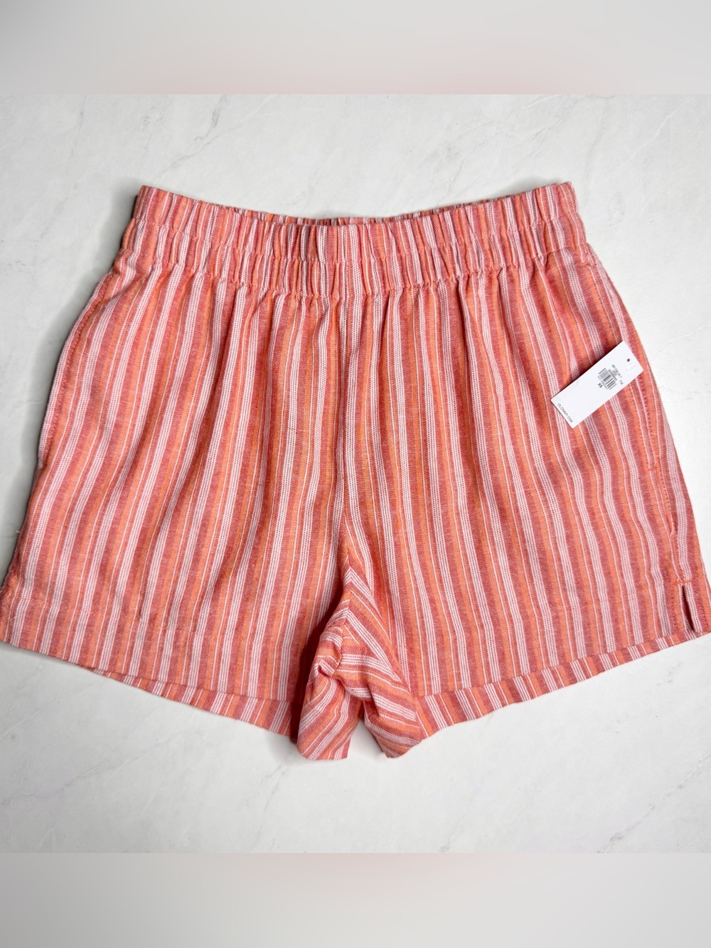 Old Navy Orange Stripe Linen-Blend High-Waisted Relaxed Shorts Size Xsmall